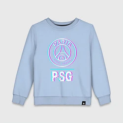 Свитшот хлопковый детский PSG FC в стиле Glitch, цвет: мягкое небо