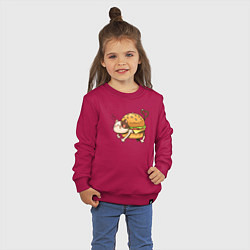 Свитшот хлопковый детский Кот - гамбургер, цвет: маджента — фото 2