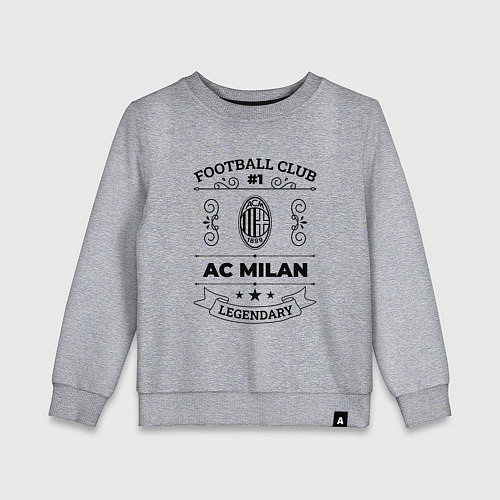 Детский свитшот AC Milan: Football Club Number 1 Legendary / Меланж – фото 1