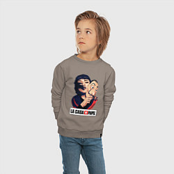 Свитшот хлопковый детский Бумажный дом La casa de papel, цвет: утренний латте — фото 2