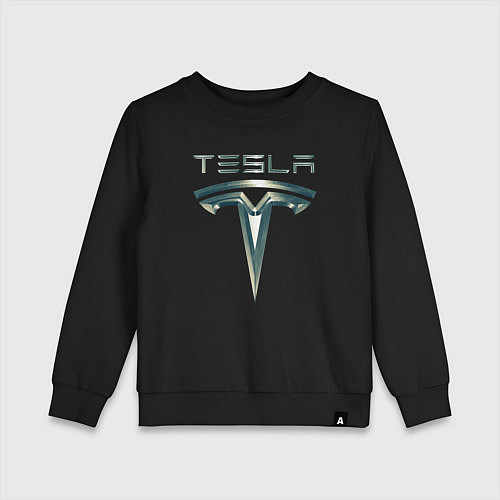 Детский свитшот Tesla Logo Тесла Логотип Карбон / Черный – фото 1