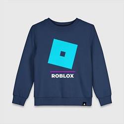 Свитшот хлопковый детский Символ Roblox в неоновых цветах, цвет: тёмно-синий