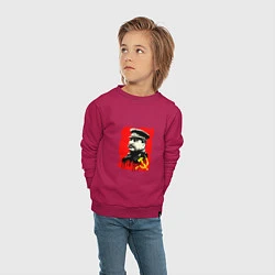 Свитшот хлопковый детский СССР - Сталин, цвет: маджента — фото 2