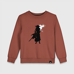 Свитшот хлопковый детский Самурай и белая луна, цвет: кирпичный