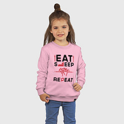 Свитшот хлопковый детский Надпись: Eat Sleep Stray Repeat, цвет: светло-розовый — фото 2