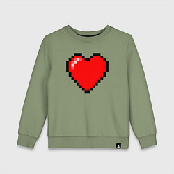 Свитшот хлопковый детский Пиксельное сердце-здоровье - Красный, цвет: авокадо