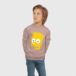 Свитшот хлопковый детский Барт Симпсон - портрет, цвет: пыльно-розовый — фото 2
