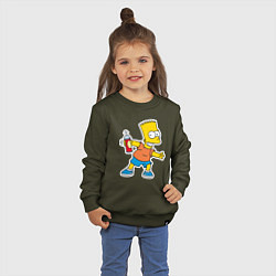 Свитшот хлопковый детский Барт Симпсон с баплончиком для граффити, цвет: хаки — фото 2