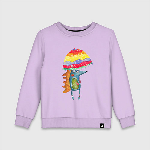 Детский свитшот Ежик под зонтиком / Лаванда – фото 1