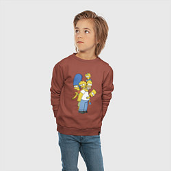 Свитшот хлопковый детский Прикольная семейка Симпсонов, цвет: кирпичный — фото 2