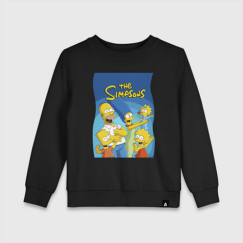 Детский свитшот Семейка Симпсонов - Гомер, Мардж и их отпрыски / Черный – фото 1