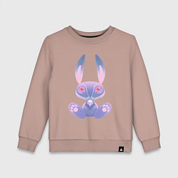 Свитшот хлопковый детский Кролик синий, цвет: пыльно-розовый