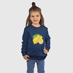 Свитшот хлопковый детский Сочные лимоны, цвет: тёмно-синий — фото 2