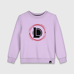 Свитшот хлопковый детский Символ League of Legends и красная краска вокруг, цвет: лаванда