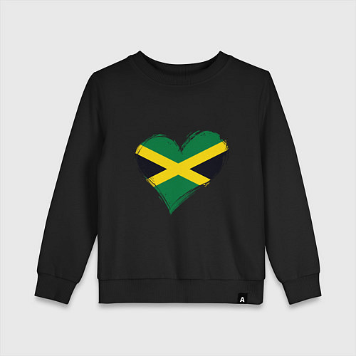 Детский свитшот Сердце - Ямайка / Черный – фото 1