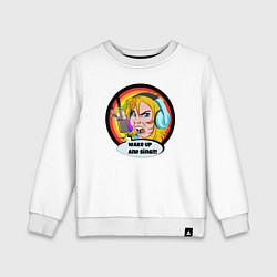 Свитшот хлопковый детский ПРОСНИСЬ И ПОЙ, цвет: белый