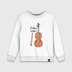 Свитшот хлопковый детский Я люблю скрипку, цвет: белый