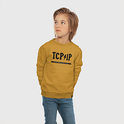 Свитшот хлопковый детский TCPIP Connecting people since 1972, цвет: горчичный — фото 2
