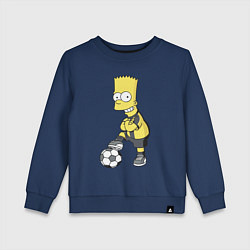 Свитшот хлопковый детский Барт Симпсон - крутой футбольный форвард, цвет: тёмно-синий