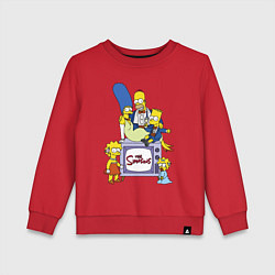 Свитшот хлопковый детский Семейка Симпсонов в праздничных нарядах, цвет: красный