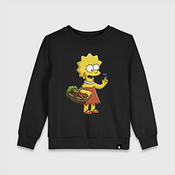 Свитшот хлопковый детский Lisa Simpson с гусеницей на даче, цвет: черный