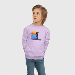 Свитшот хлопковый детский Биатлон цветные линии, цвет: лаванда — фото 2