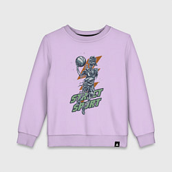Свитшот хлопковый детский Скелет играет в стритбол, цвет: лаванда