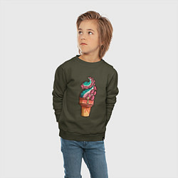 Свитшот хлопковый детский Мороженое осьминог, цвет: хаки — фото 2