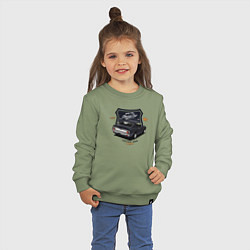 Свитшот хлопковый детский Ретро-автомобиль black, цвет: авокадо — фото 2