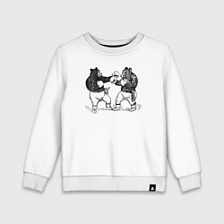 Свитшот хлопковый детский Медведи боксеры, цвет: белый