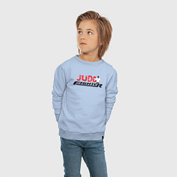 Свитшот хлопковый детский Дзюдоист лого, цвет: мягкое небо — фото 2