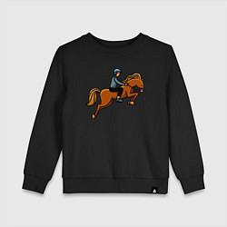 Свитшот хлопковый детский Наездник на лошади, цвет: черный