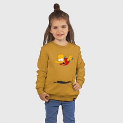 Свитшот хлопковый детский Барт Симпсон - падение, цвет: горчичный — фото 2