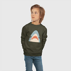Свитшот хлопковый детский Милая маленькая акула, цвет: хаки — фото 2