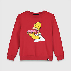 Свитшот хлопковый детский Гомер Симпсон нацелился на пончик, цвет: красный