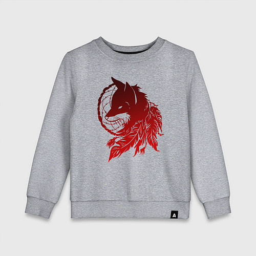 Детский свитшот Ловец снов и лис с перьями / Меланж – фото 1