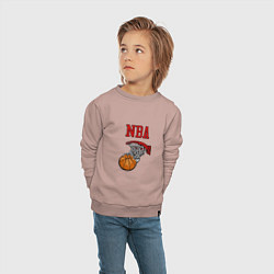 Свитшот хлопковый детский Basketball - NBA logo, цвет: пыльно-розовый — фото 2