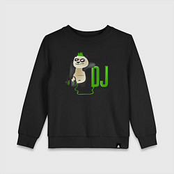 Свитшот хлопковый детский DJ панда я люблю музыку, цвет: черный