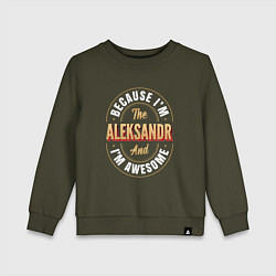 Свитшот хлопковый детский Because Im the Aleksandr and Im awesome, цвет: хаки