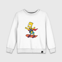 Свитшот хлопковый детский Барт Симпсон на скейте, цвет: белый