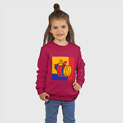 Свитшот хлопковый детский Тыква трехцветная винтаж, цвет: маджента — фото 2