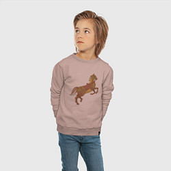 Свитшот хлопковый детский Стимпанк-лошадь, цвет: пыльно-розовый — фото 2