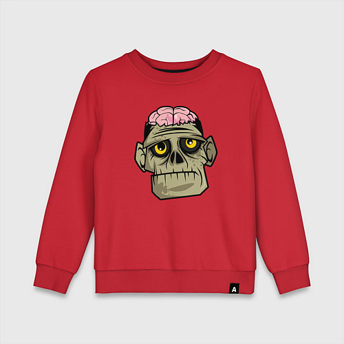 Детский свитшот Череп зомби с мозгами / Красный – фото 1