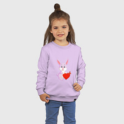 Свитшот хлопковый детский Кролик с сердцем, цвет: лаванда — фото 2