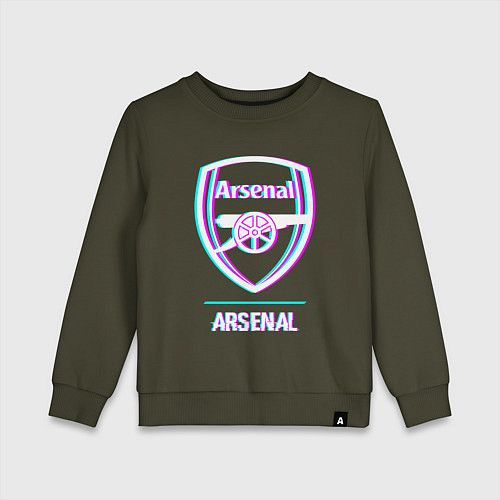 Детский свитшот Arsenal FC в стиле glitch / Хаки – фото 1