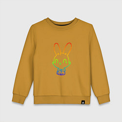 Свитшот хлопковый детский Радужный кролик, цвет: горчичный