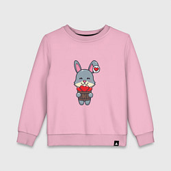 Свитшот хлопковый детский Кролик и сердечки, цвет: светло-розовый