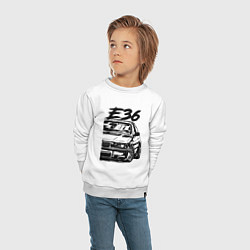 Свитшот хлопковый детский BMW E36, цвет: белый — фото 2