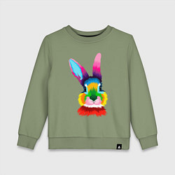 Свитшот хлопковый детский Радужный кролик, цвет: авокадо