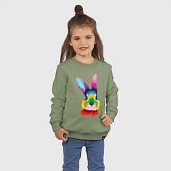 Свитшот хлопковый детский Радужный кролик, цвет: авокадо — фото 2